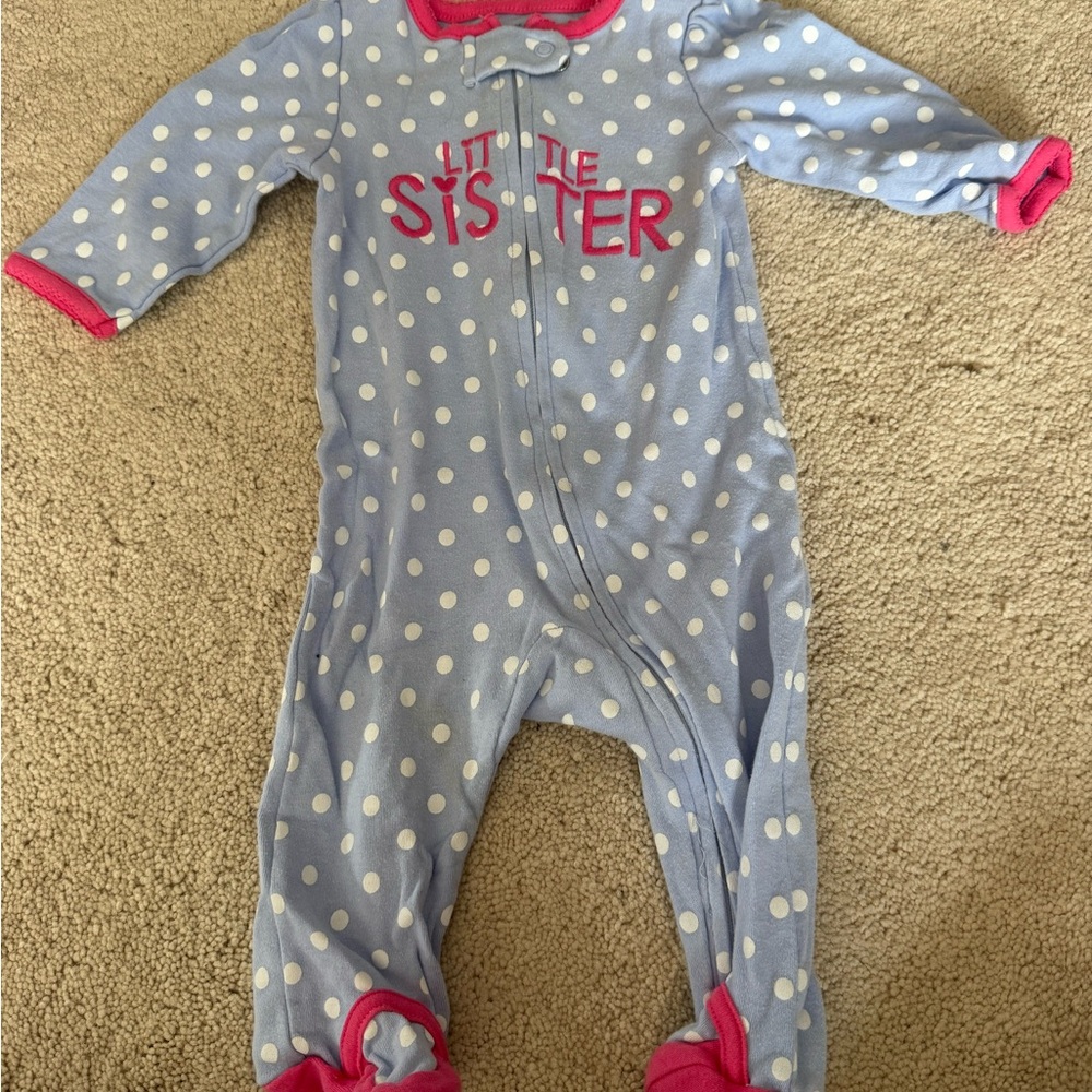 Carter's Blue and Pink Footies One Piece with Built-in Footies